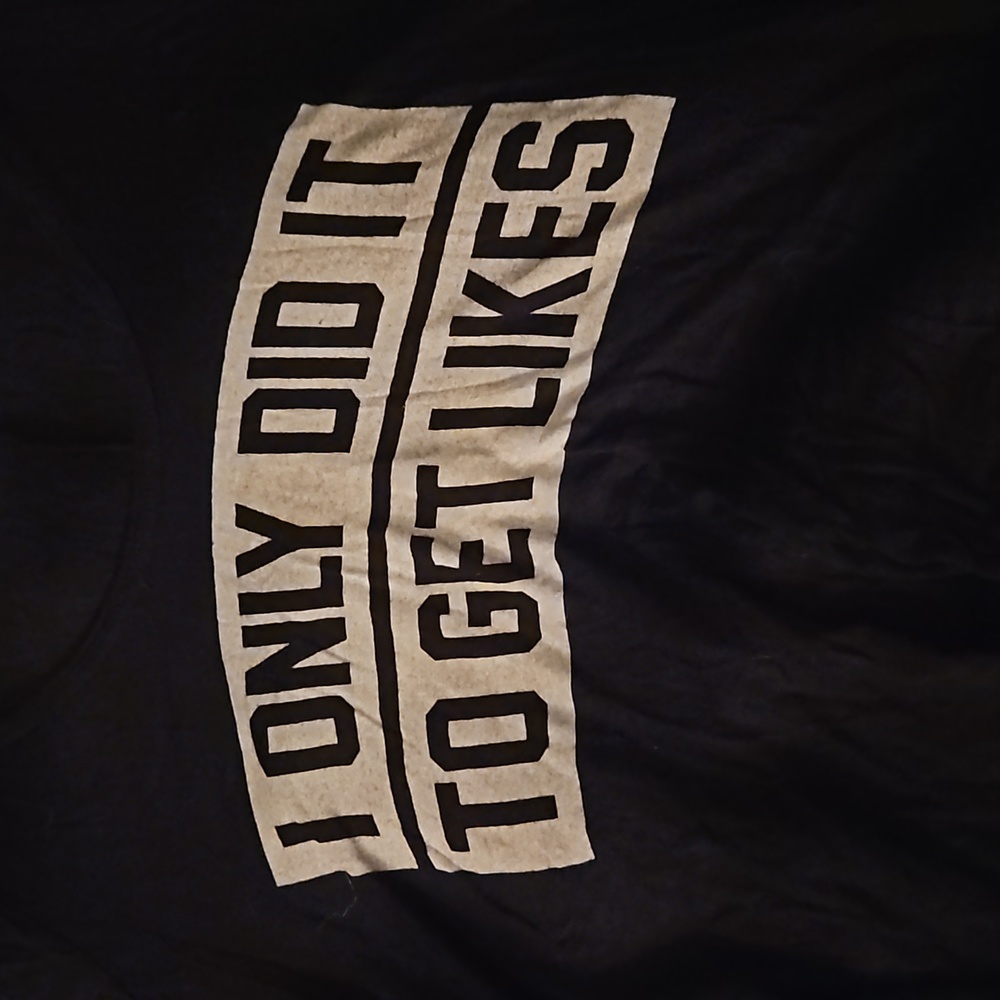 Rags II Riches “I Only Did It To Get Likes” Flowy Crop Top | Black | Size Large - Picture 2 of 2